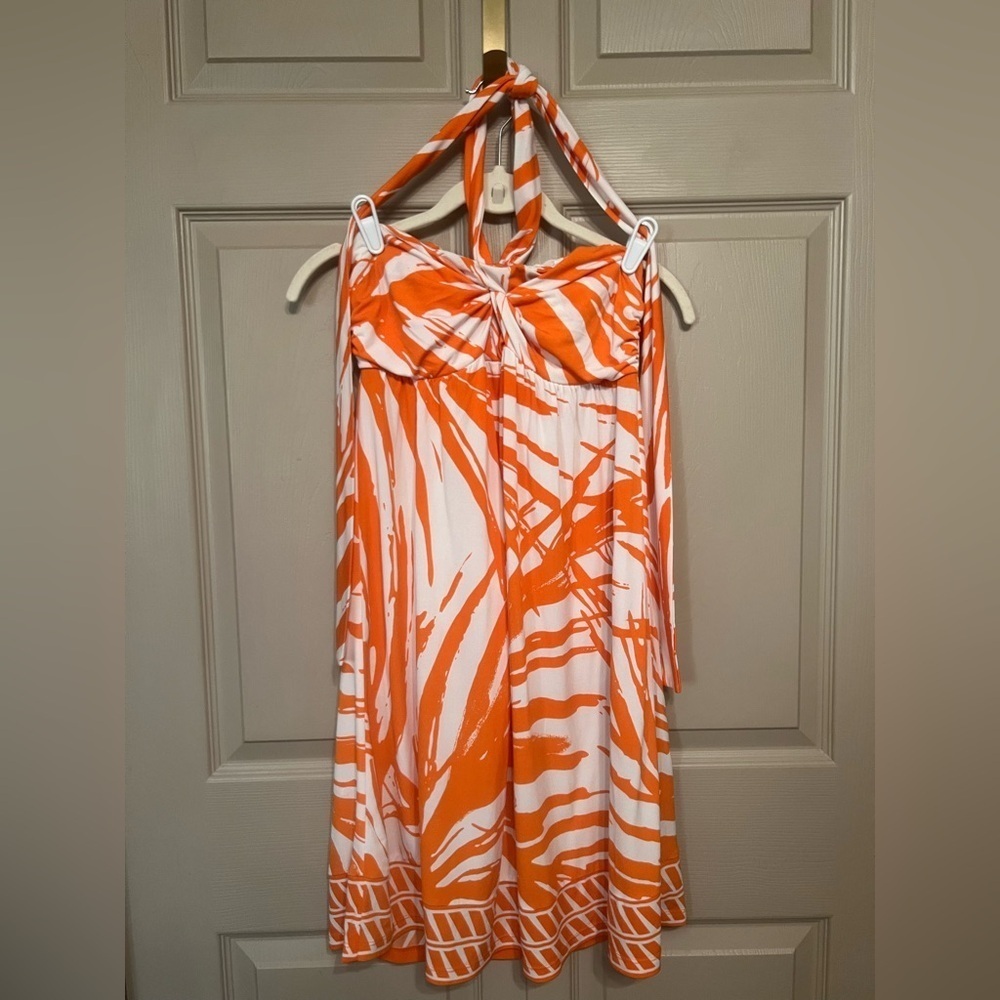 Apt. 9 Orange and White Halter Dress